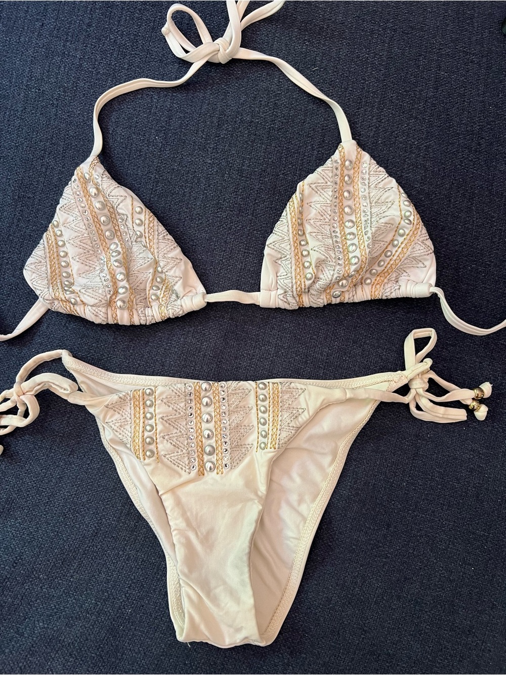 Embellished Triangle Bikini Set